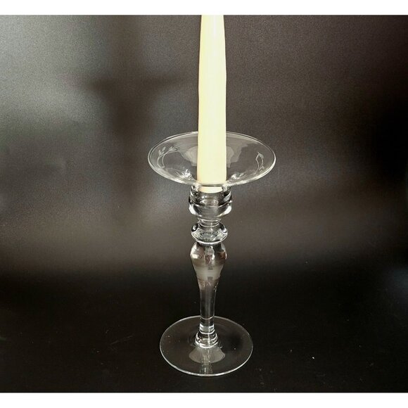 Princess House Heritage Taper Candleholder 7" vtg romantic crystal etched floral - Picture 2 of 7